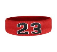 Fascia per la testa, fascia da basket per uomini n. 23 banda di sudore rossa Assorbimento traspirato elastico elastico elastico e leggero fascia sportiva per correre, palestra, badminton e altro anco
