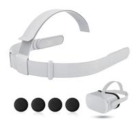 Fascia per la Testa per Quest 2 Visore, Fascia Regolabile Sostitutiva per Quest 2, Dotata di 4 Copri Joystick in Silicone, Compatibile con Meta Quest 2, Colore Bianco