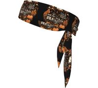 Fascia per la testa sportiva con immagine del villaggio di Halloween, ad asciugatura rapida, traspirante, per donne, ragazze e uomini, per allenamento. Leggera, traspirante.