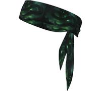 Fascia per la testa sportiva con immagine di serpente piumato verde, ad asciugatura rapida, traspirante, per donne, ragazze e uomini, per allenamento. Leggera, traspirante.