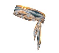 Fascia per la testa sportiva da donna, antiscivolo, regolabile, motivo tramonto sulle onde, per allenamenti, corsa, yoga e fitness