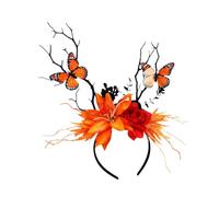 Fascia per lo styling scenico Copricapo fiori con ramo, B | Accento capelli a forma farfalla gotica per look da festa in maschera