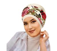 Fascia per musulmana turbante floreale sciarpa copricapo street style cappello elegante accessorio donna (Light Yellow, One Size)