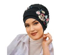 Fascia per musulmana turbante floreale sciarpa copricapo street style cappello elegante accessorio donna (Red, One Size)