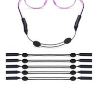 Fascia per occhiali, 5 pezzi Cinturino Regolabile per Occhiali, cinturino per occhiali sportivi per donne, bambini, uomini, senza coda antiscivolo cinghie, adatto per sport e tempo libero, 40cm, Nero