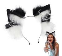 Fascia per orecchie di animali, Fascia per orecchie di gatto,Fasce per capelli morbide per Halloween | Cerchietti per gatti con finiture a catena di cuori in metallo per bambini, amici di famiglia