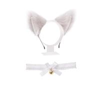 Fascia Per Orecchie Di Gatto Da 1 Pezzo E Colletto Da 1 Pezzo, Fascia Per Capelli In Peluche Carina, Fascia Per Animali Creativa, Accessori Per Costumi Cosplay (Bianco)