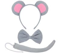 Fascia per Orecchie Topo,Set costume da topo,Costume da animale con orecchie da topo fascia,papillon,coda,accessorio costume da topo per carnevale,cosplay,festa nella giungla,accessori a tema animale
