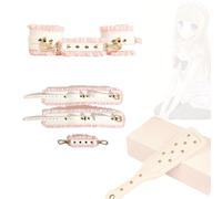 Fascia per polso e caviglia rosa e bianca abbinata Set di 3 pezzi per la cura della persona