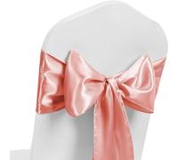 Fascia per sedia in raso, con fiocchi più larghi e pieni per sedie, fiocco sul retro, nastro decorativo per banchetti di nozze, colore rosa (50)