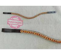Fascia per sopracciglia in pelle con onde di cristallo rosa 3 file per...