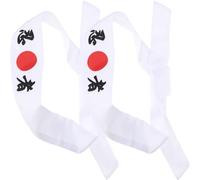 Fascia per Testa Giapponese Stampa Ninja, Cotone Bianco, 2 Pezzi | Stile Giapponese, per Chef e Sport, Tiene Sudore Lontano dagli Occhi, Adatta a Donna e Uomo