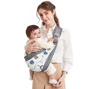 Fascia Porta Bebe, Marsupio Neonato Mumgaroo, Fascia Neonato Multifunzionale On the Go,Marsupio Neonato 0-36 mesi, Tutte le Stagioni, fino a 15kg (grigio e bianco)