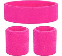 Fascia rosa 3 in 1 con fascia per capelli - Accessorio per costume da triglia per carnevale retrò e Fasching anni '80 e '90