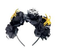 Fascia spaventosa con scheletro per costume cosplay ragni teschio copricapo con rosa nera, regalo per uomo e donna, decorazioni per Halloween all'aperto