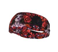 Fascia sportiva alla moda WHJDPP Day Of The Dead Sugar Roses Skull Printing Fasce Assorbe il sudore per uomini e donne