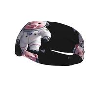 Fascia sportiva alla moda WHJSHOP Pink Pig astronauta stampato fasce assorbire il sudore per uomini e donne