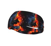 Fascia sportiva alla moda YUGTAEE Ice and Fire Guitar Picture Headbands Assorbe il sudore per uomini e donne