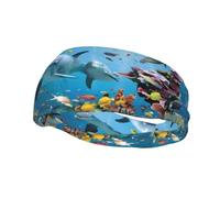 Fascia sportiva alla moda YUGTAEE Ocean Dolphin Looking at You Picture Headbands Assorbe il sudore per uomini e donne