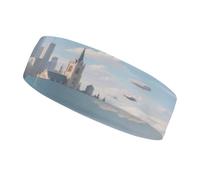 Fascia sportiva assorbente del sudore, alla moda, antiscivolo, con stampa "Castello nel cielo", accessori estivi, fascia elastica adatta per palestra, calcio, yoga, corsa, escursionismo