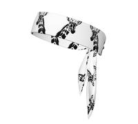 Fascia sportiva con stampa giraffa bianca e nera, double-face con lacci, versatile per jogging, ciclismo o esercizio.
