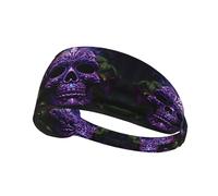 Fascia sportiva da donna con immagine di teschio viola e Sugar Horror, resistente al sudore, elastica estiva.