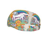 Fascia sportiva decorativa BROLEO con unicorni in stile cartone animato, elastica, traspirante, morbida e traspirante, per uomini e donne