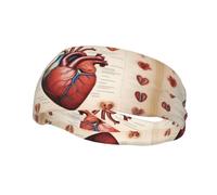 Fascia sportiva decorativa per il sudore AEKGOHP con grafici a forma di cuore stampata - elastica, traspirante, morbida e traspirante per uomini e donne