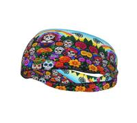 Fascia sportiva decorativa per il sudore BROLEO Day of The Dead, elastica, traspirante, morbida e traspirante per uomini e donne
