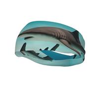 Fascia sportiva decorativa per il sudore con immagine di pesci BROLEO nel mare profondo, elastica, traspirante, morbida e traspirante per uomini e donne