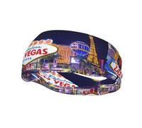 Fascia sportiva decorativa per il sudore con stampa di AEKGOHP Las Vegas Night City, elastica, traspirante, morbida e traspirante, per uomini e donne