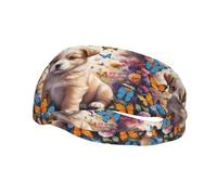 Fascia sportiva decorativa per il sudore YYHWHJDE Puppy tra farfalle stampe, elastica, traspirante, morbida e traspirante, fascia per uomini e donne