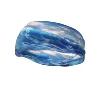 Fascia sportiva decorativa YYHWHJDE Blue Ocean Waves Prints, elastica, traspirante, morbida e traspirante per uomini e donne
