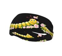 Fascia sportiva decorativa YYHWHJDE Caterpillar su petali di fiori stampe, elastica, traspirante, morbida e traspirante, fascia per uomini e donne