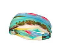 Fascia sportiva decorativa YYHWHJDE con paesaggio caraibico, elastica, traspirante, morbida e traspirante, fascia per uomini e donne