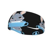 Fascia sportiva decorativa YYHWHJDE Little Grey Rabbit in a blue tea acup Stampe - Elastica, traspirante, morbida e traspirante fascia per uomini e donne