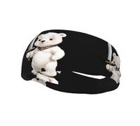 Fascia sportiva decorativa YYHWHJDE Little White Bear holding a spada Prints, elastica, traspirante, morbida e traspirante per uomini e donne