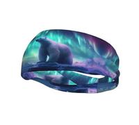Fascia sportiva decorativa YYHWHJDE Northern Lights Polar Bear, con stampe di orsi polari, elastica, traspirante, morbida e traspirante, per uomini e donne