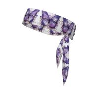 Fascia sportiva double-face, da uomo e da donna, per fitness, corsa, yoga, pittura a olio viola, farfalla assorbe il sudore