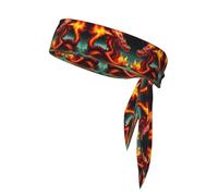 Fascia sportiva double-face, per uomo e donna, per fitness, corsa, yoga, Dragon King in Fire, assorbe il sudore