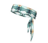 Fascia sportiva double-face, per uomo e donna, per fitness, corsa, yoga, foglie cadute su un lago tranquillo che assorbe il sudore