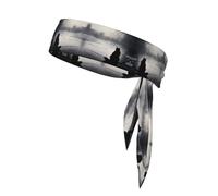 Fascia sportiva double-face, per uomo e donna, per fitness, corsa, yoga, gatto nero sulla neve, assorbe il sudore