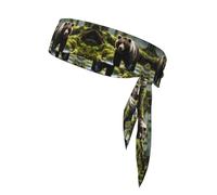 Fascia sportiva double-face WHJDPP Brown Bear Pounce stampata morbida e traspirante adatta per yoga, corsa e fitness