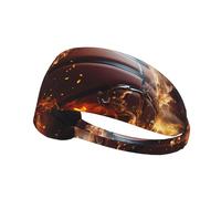 Fascia sportiva elastica con stampa di pallacanestro su fuoco e acqua, ideale per viaggi sportivi e fitness indoor.