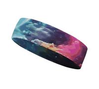 Fascia sportiva per donna e uomo, fascia antisudore traspirante, fascia per capelli con cielo arcobaleno e luna, fascia antisudore atletica per lo sport, fascia elastica unisex per corsa e basket