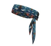 Fascia sportiva traspirante con squali sotto il mare, elegante, leggera e confortevole, adatta a tutti i tipi di sport