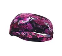 Fascia sportiva versatile XBKGOHA rosa fiore viola farfalla stampata - elastico e traspirante fascia per yoga, fitness
