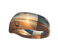 Fascia sportiva versatile YYHWHJDE Footprints on the beach prints - elastico e traspirante fascia per yoga e fitness