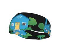 Fascia sportiva versatile YYHWHJDE Little Blue House Pattern - Fascia elastica e traspirante per yoga, fitness