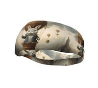 Fascia sportiva versatile YYHWHJDE Little Grey Rabbit on Hot Air Balloon Stampe - Fascia elastica e traspirante per yoga, fitness